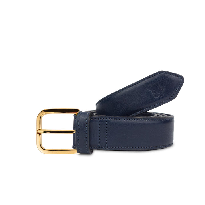 Cintura senza nichel uomo in pelle artigianale Doride#colore_blu