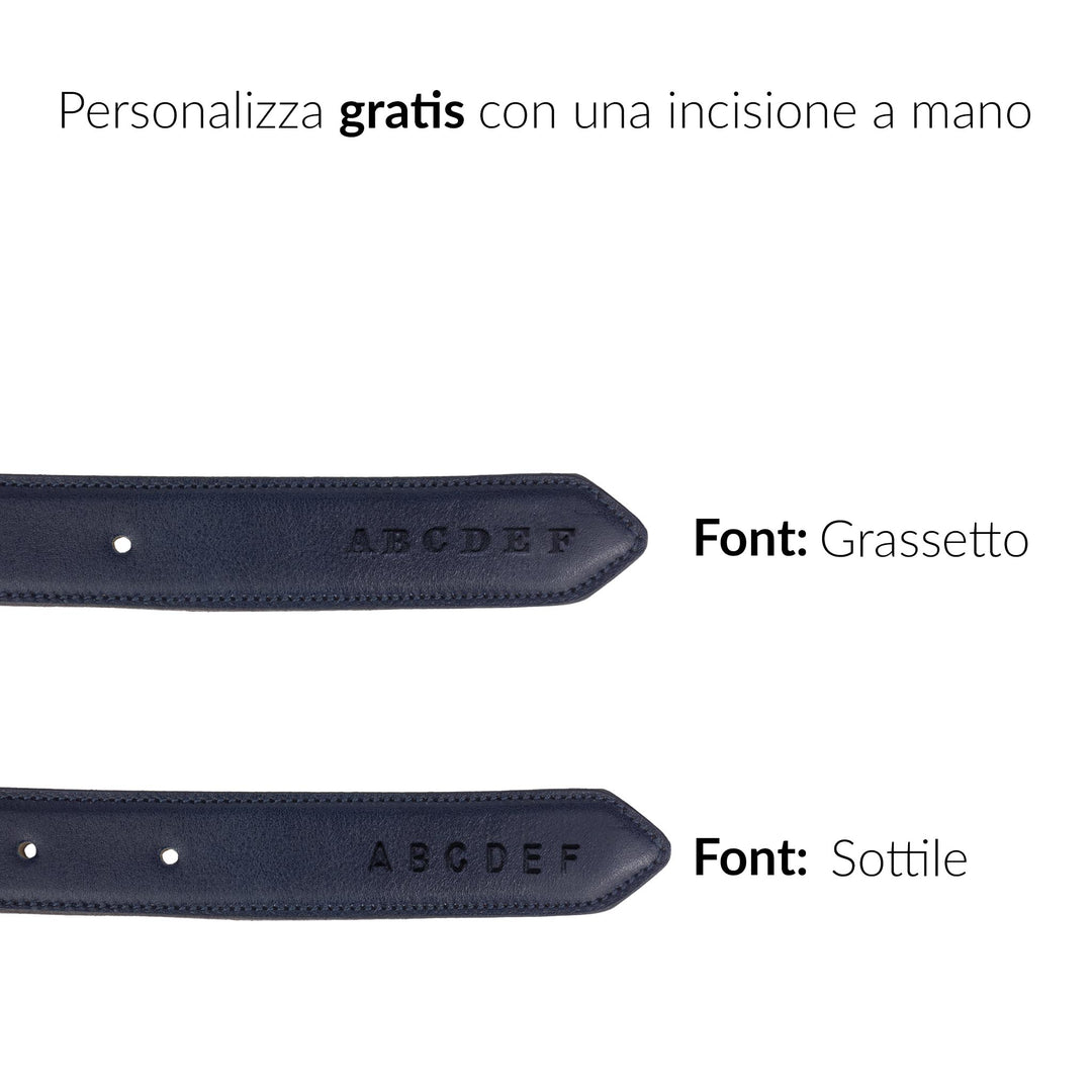 Cintura uomo in pelle artigianale senza nichel Etius#colore_blu