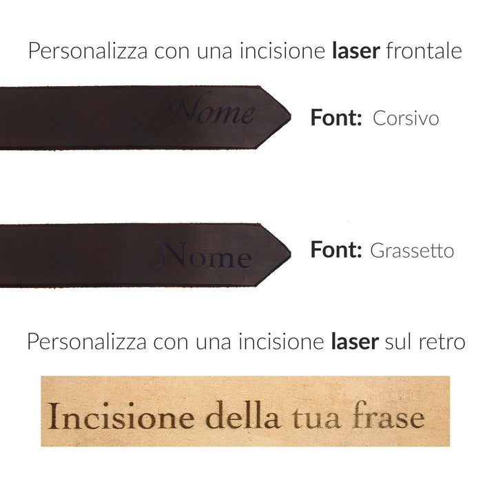Cintura in cuoio da uomo personalizzata artigianale Aker #colore_marrone-scuro