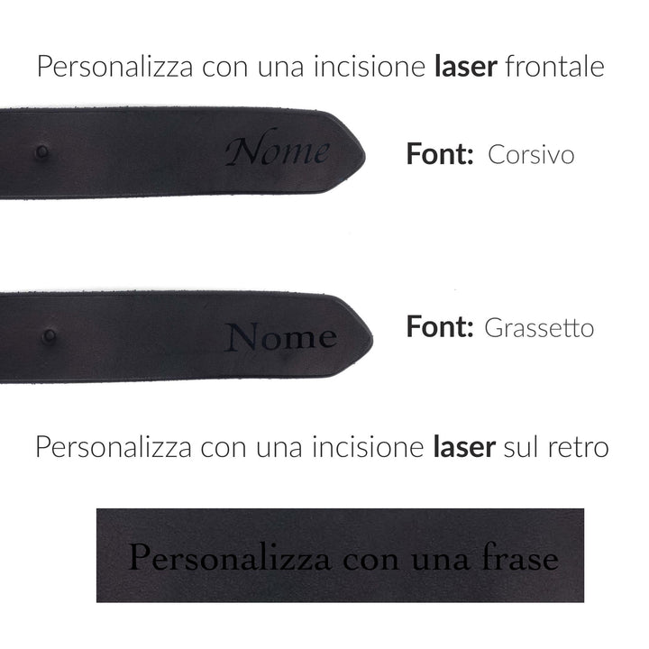 Cintura in cuoio artigianale da uomo personalizzata Coryum Titos#colore_nero