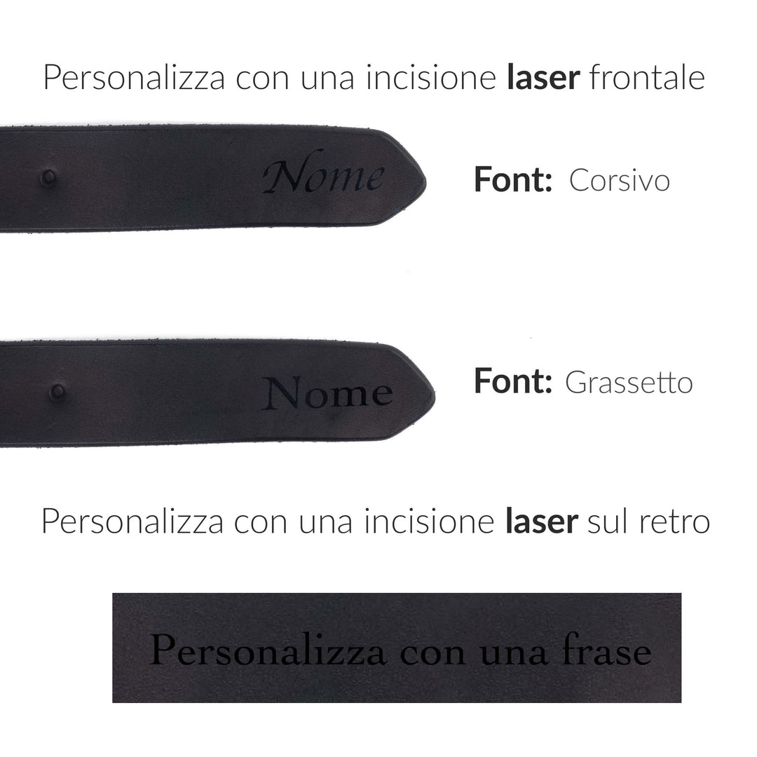 Cintura in cuoio artigianale da uomo personalizzata Coryum Lucius#colore_nero