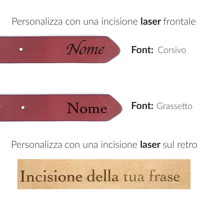 Cintura in cuoio da uomo personalizzata artigianale Aker #colore_rosso