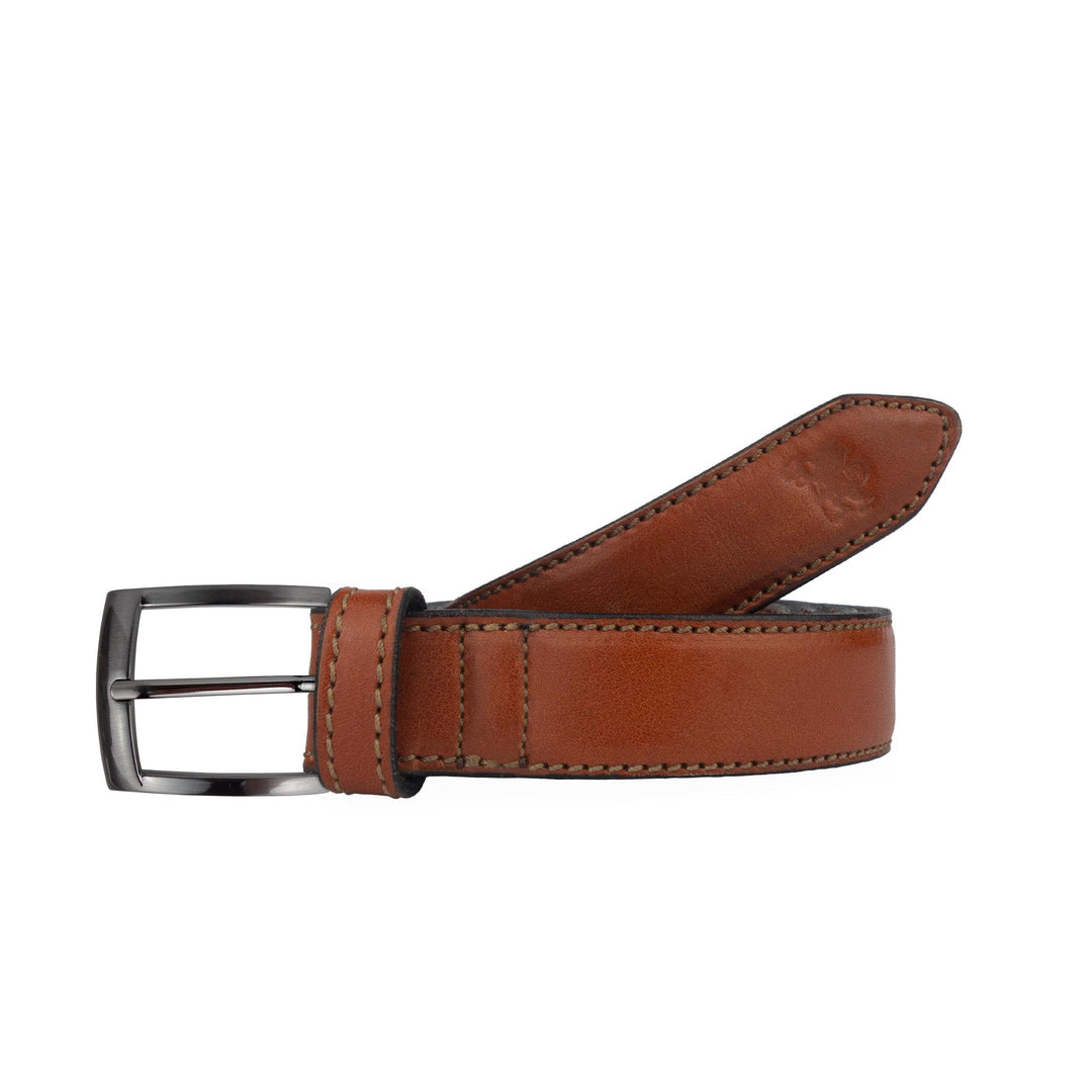 Cintura uomo in pelle artigianale senza nichel Etius#colore_marrone-chiaro