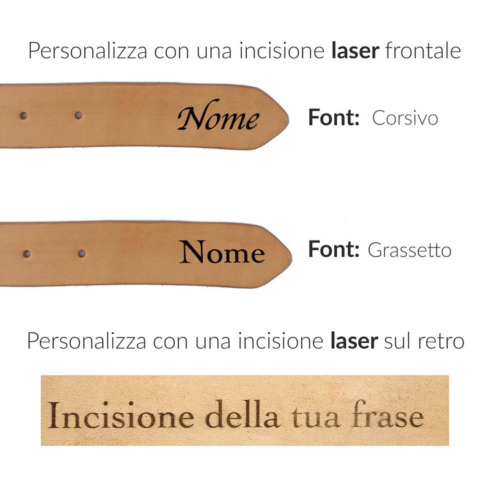Cintura in cuoio artigianale da uomo personalizzata Coryum Holais#colore_naturale