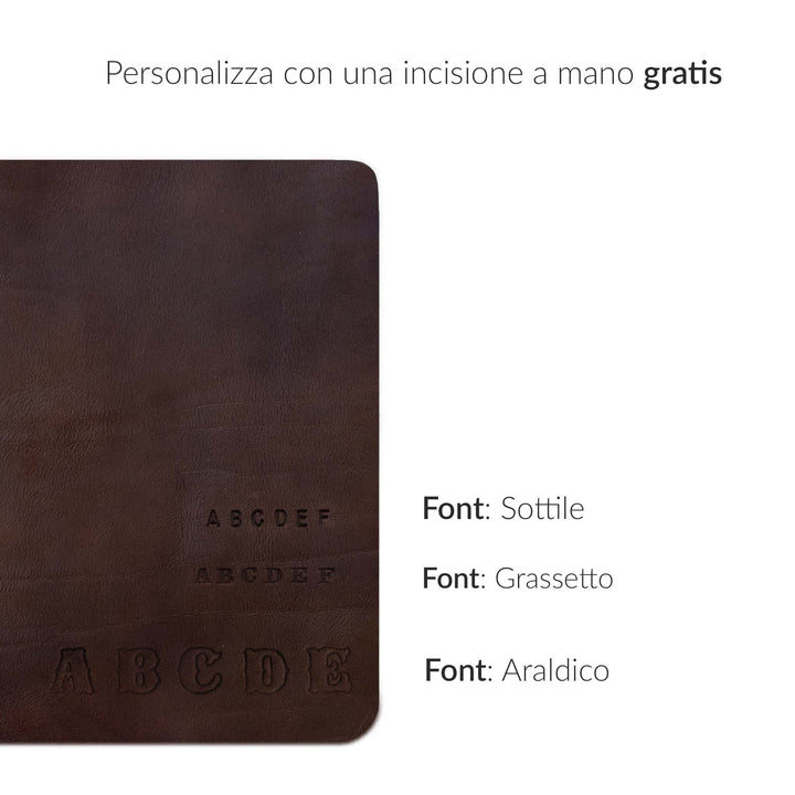 sottomano in pelle Duccio testa di moro personalizzato #colore_testa-di-moro