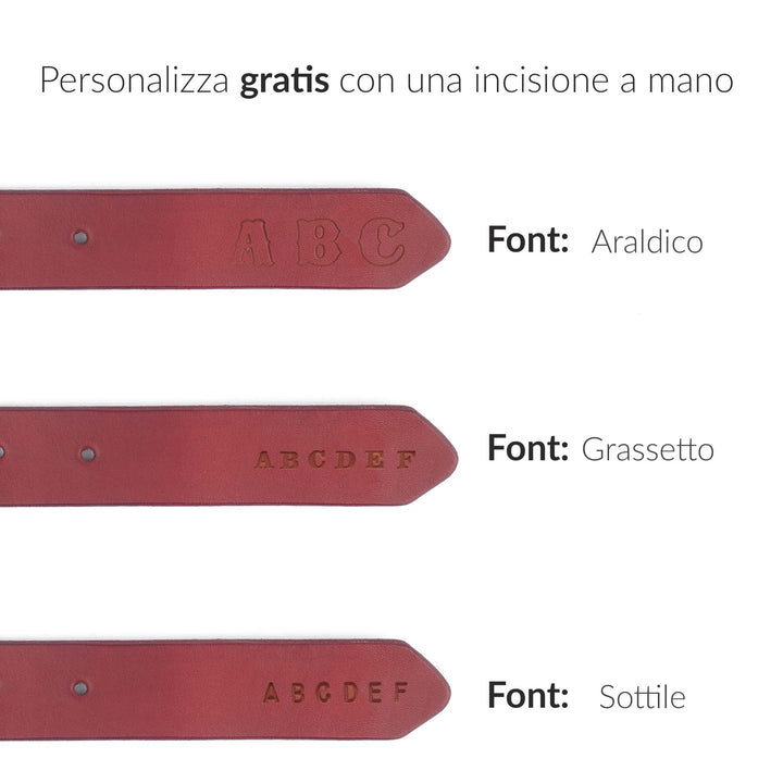 Cintura in cuoio da uomo artigianale Aker #colore_rosso