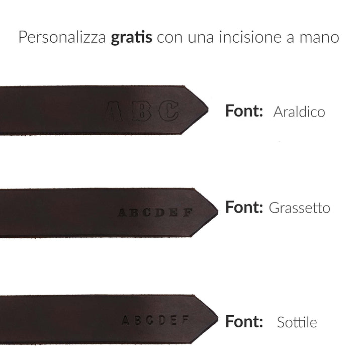 Cintura in cuoio da uomo artigianale Aker #colore_marrone-scuro