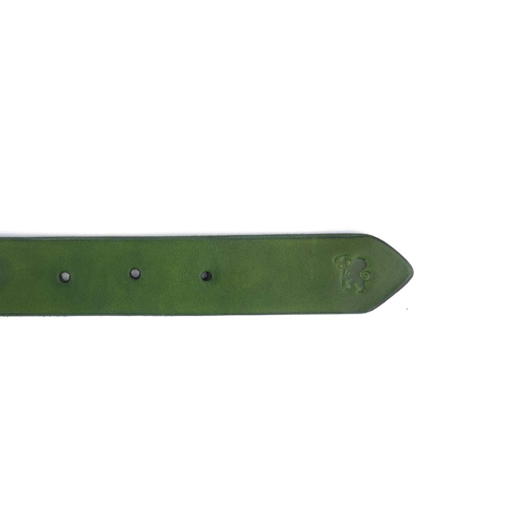 Cintura in cuoio da uomo artigianale Aker #colore_verde-foresta