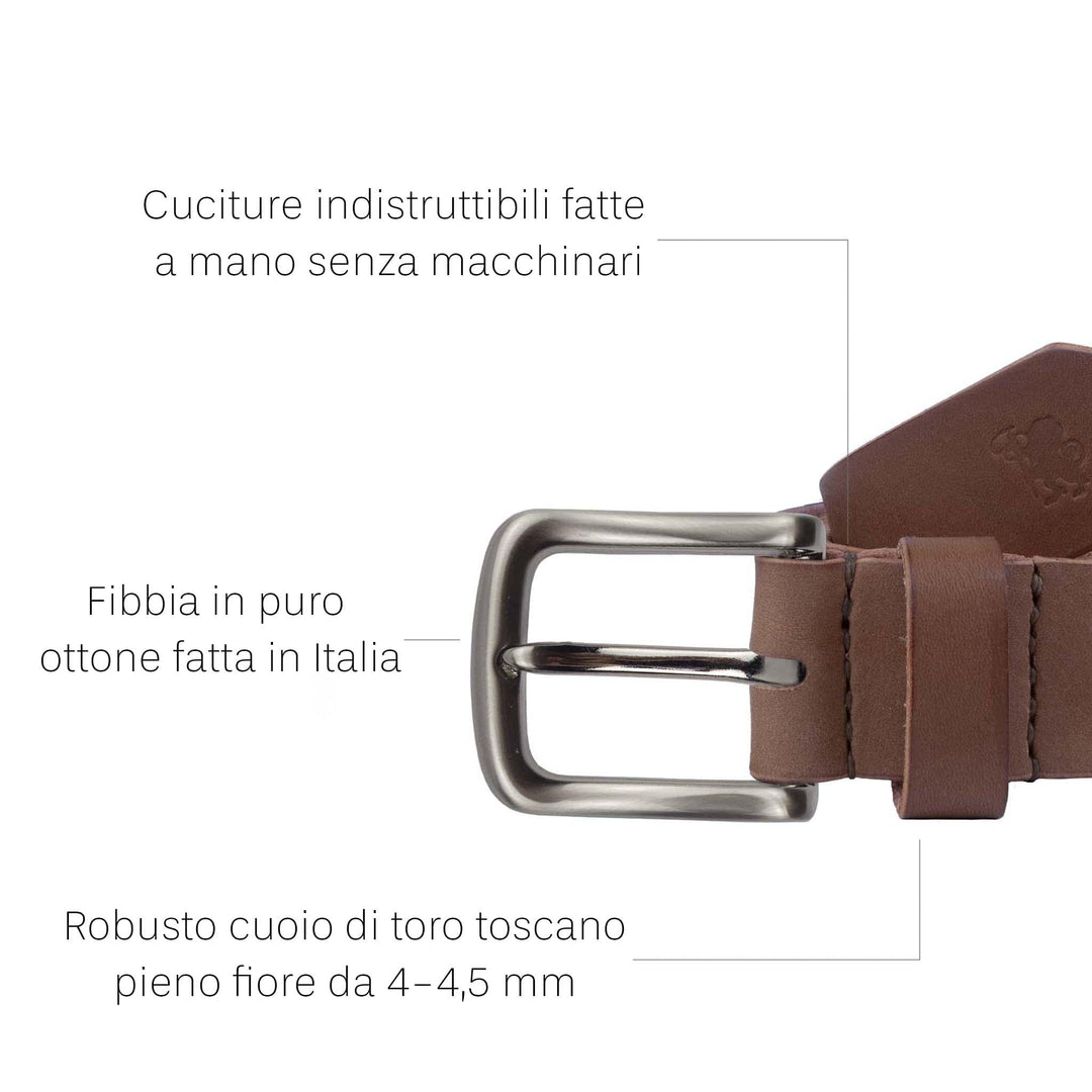 Cintura in cuoio da uomo artigianale Aker #colore_marrone