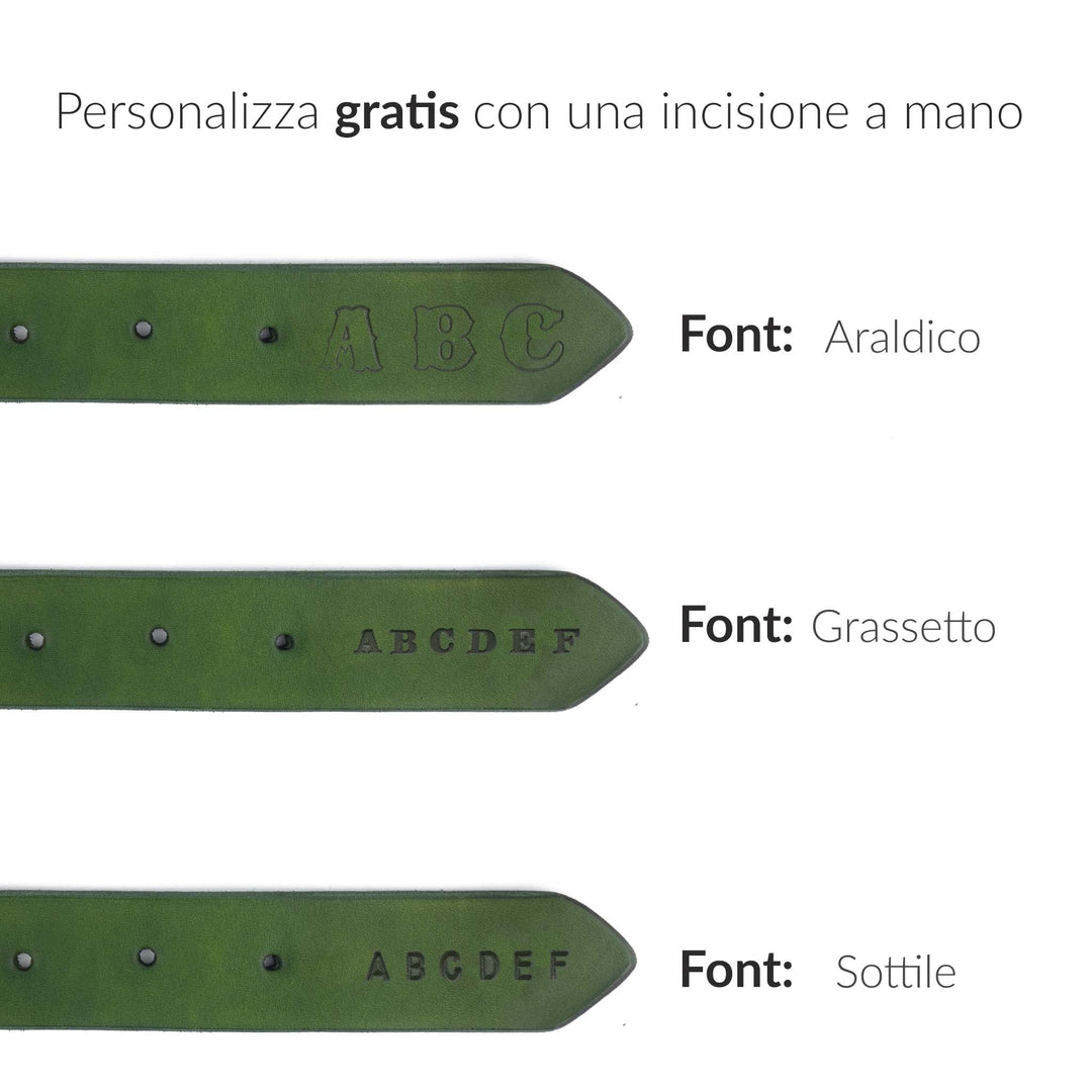 Cintura in cuoio artigianale da uomo Coryum Axile#colore_verde-foresta
