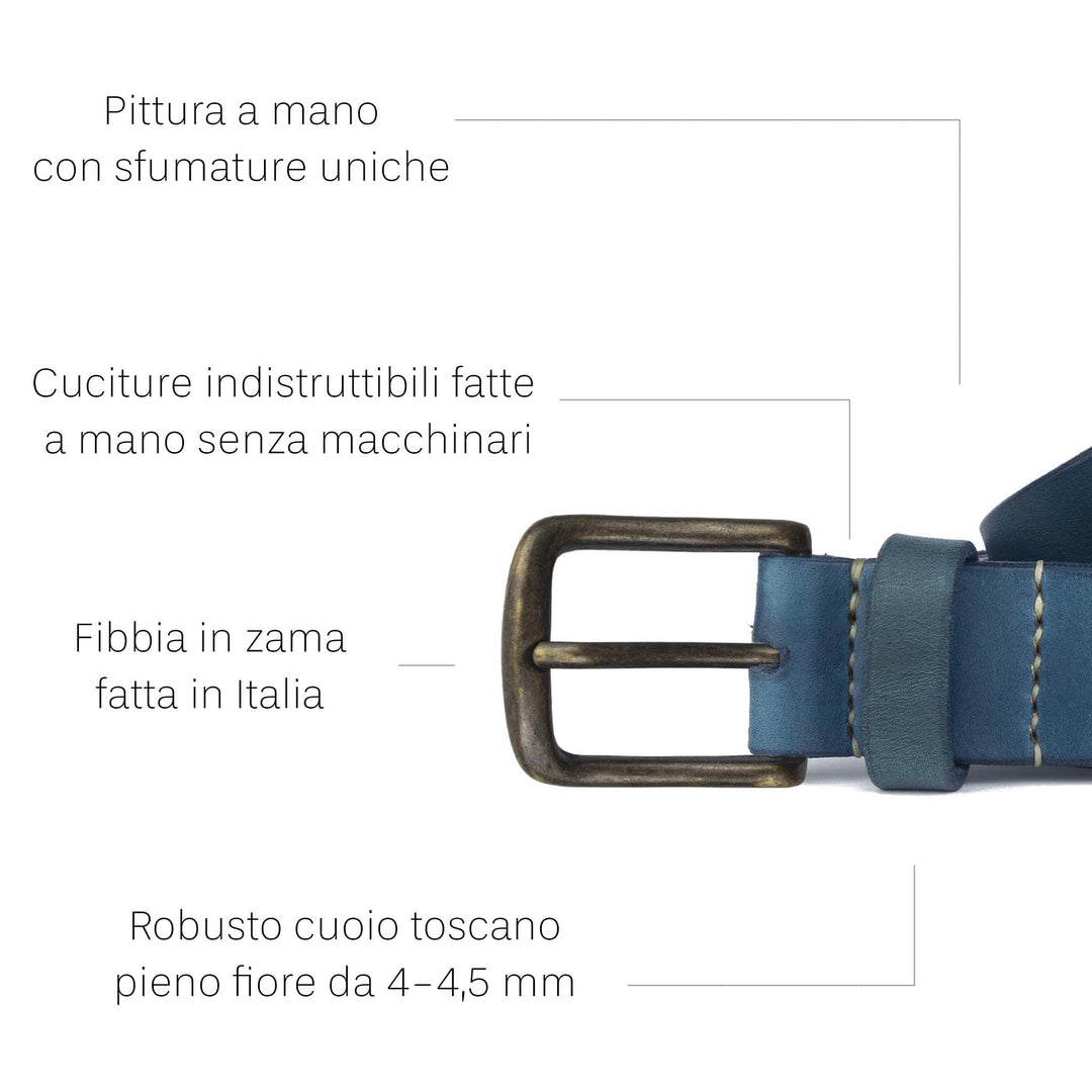 Cintura in cuoio artigianale da uomo Coryum Axile#colore_blu