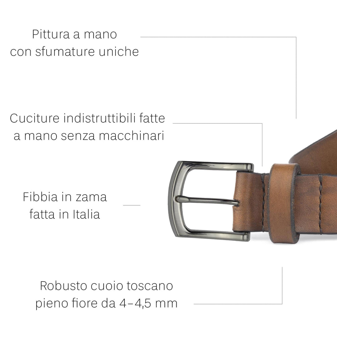 Cintura in cuoio artigianale da uomo Coryum Lucius#colore_marrone-medio