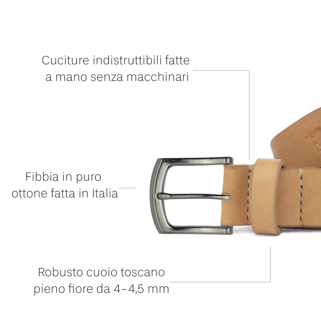 Cintura in cuoio artigianale da uomo Coryum Lucius#colore_naturale