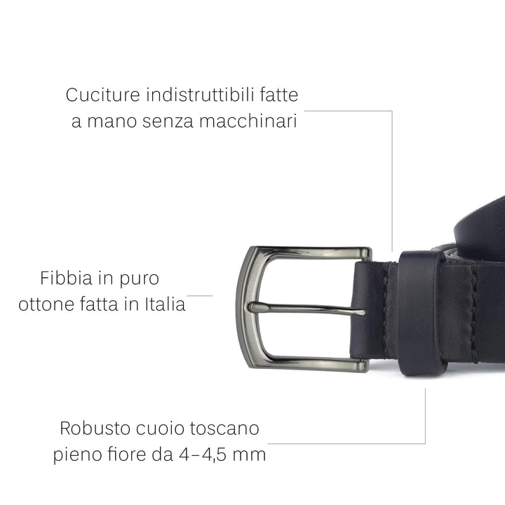 Cintura in cuoio artigianale da uomo Coryum Lucius#colore_nero