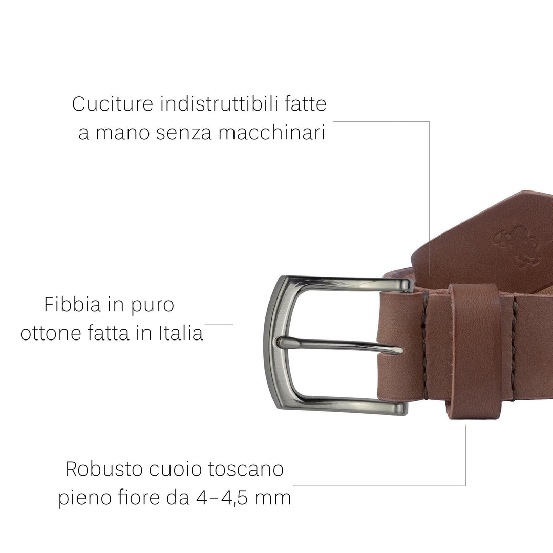 Cintura in cuoio artigianale da uomo Coryum Lucius#colore_marrone