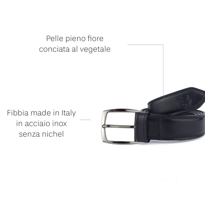 Cintura uomo in pelle artigianale senza nichel Antius#colore_nero