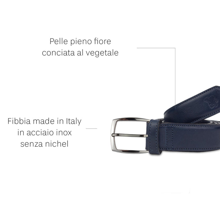 Cintura uomo in pelle artigianale senza nichel Antius#colore_blu