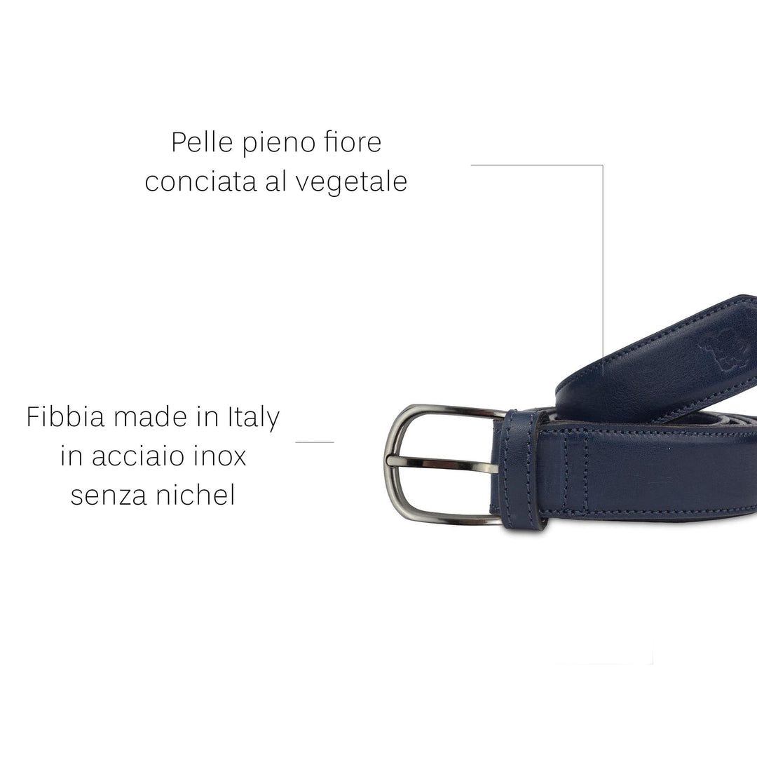 Cintura uomo in pelle artigianale senza nichel Armenius#colore_blu