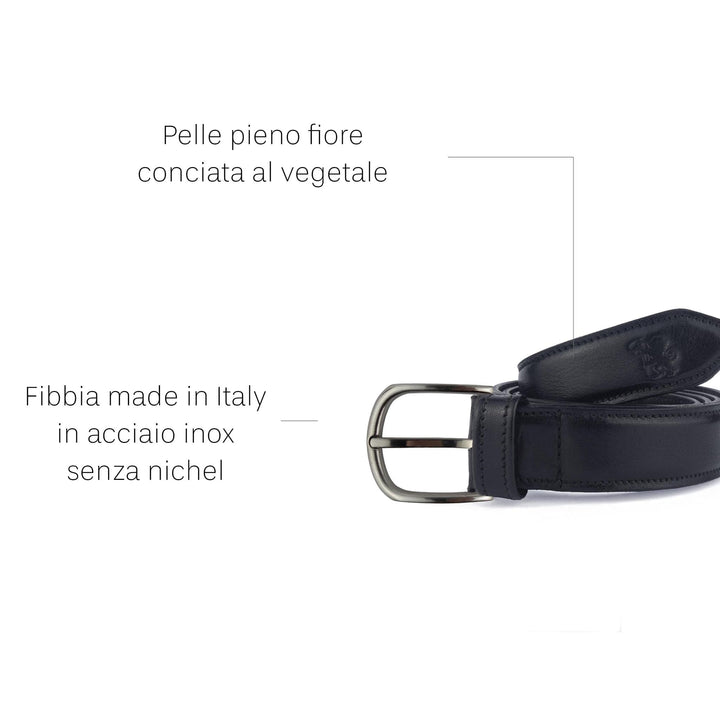 Cintura uomo in pelle artigianale senza nichel Armenius#colore_nero