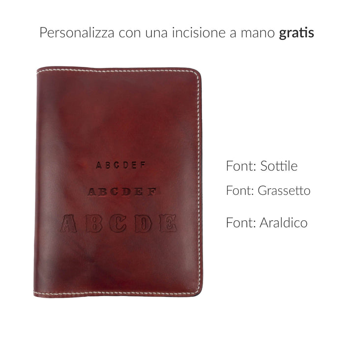 Porta agenda in pelle A5 personalizzata artigianale #colore_rosso