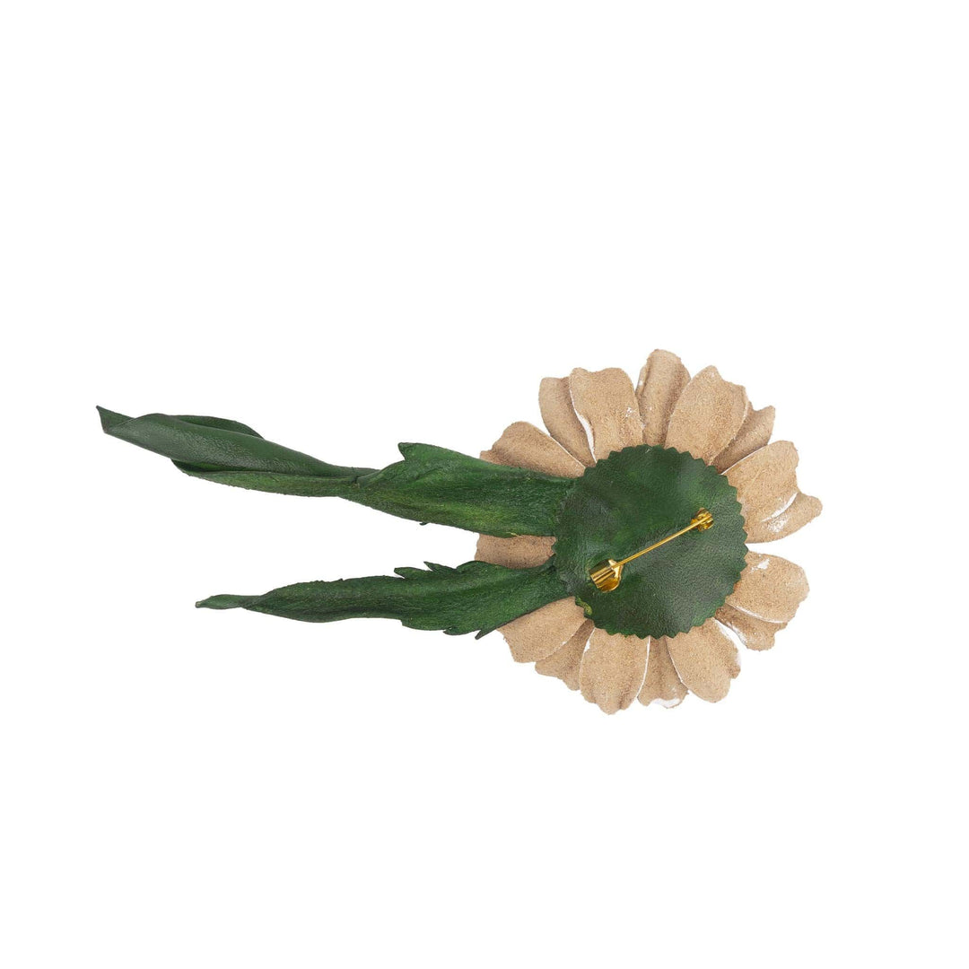 Spilla margherita in pelle
